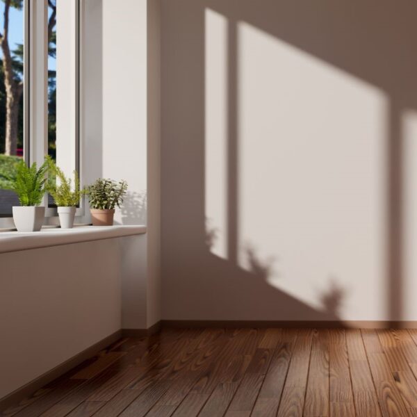 Rum som är tömt på möbler och annat bohag.